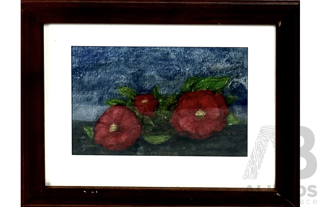 Judith Boaler, (20th Century, Australian), Camellias, Mixed Media, 35 x 43 cm (frame) & Water Lily II, Ink on Arches Paper, 45 x 42 cm (frame) (2)
