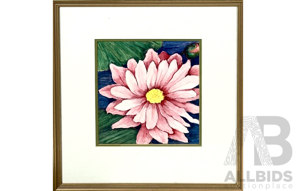 Judith Boaler, (20th Century, Australian), Camellias, Mixed Media, 35 x 43 cm (frame) & Water Lily II, Ink on Arches Paper, 45 x 42 cm (frame) (2)