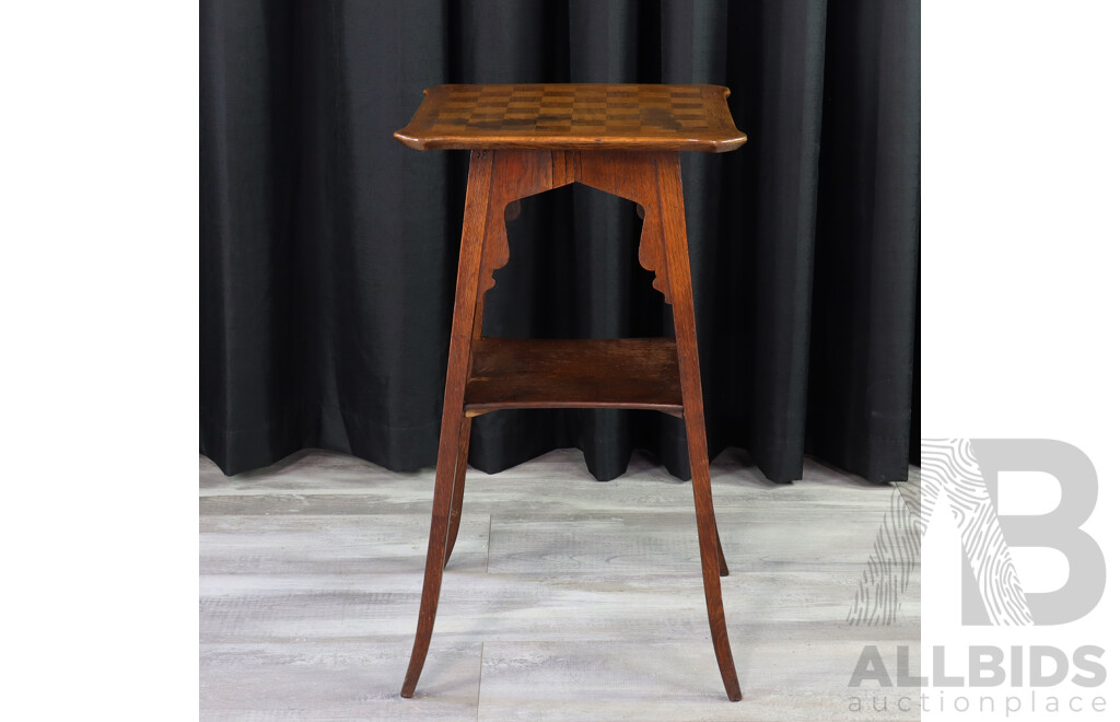 Oak Occasional Table with Chessboard Top