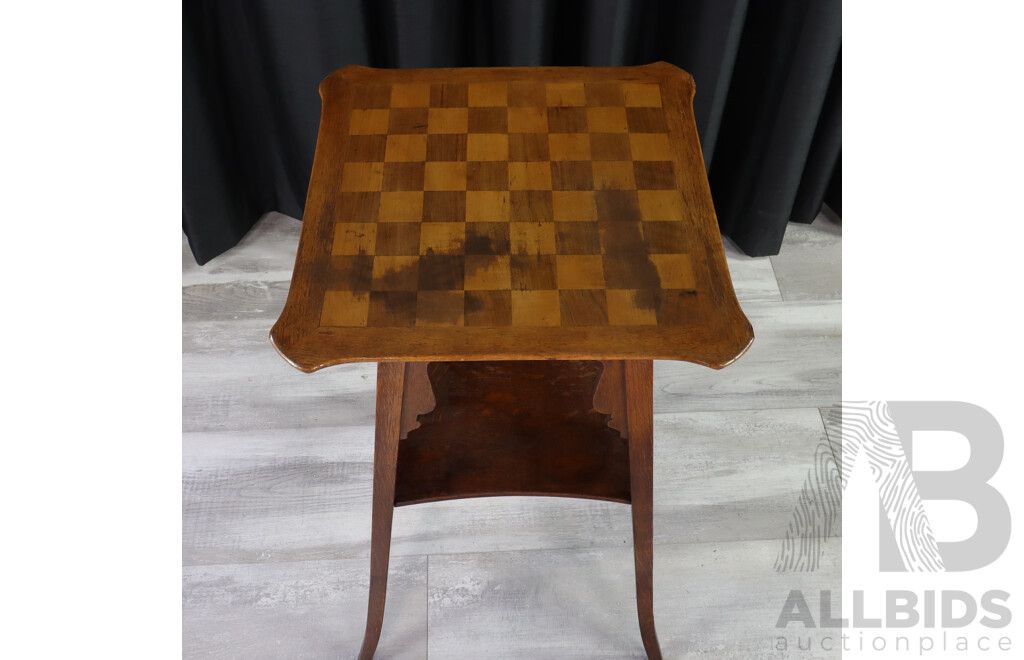 Oak Occasional Table with Chessboard Top