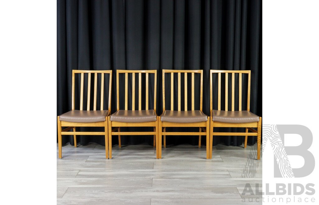 Set of Four Upholstered Timber Dining Chairs by K. Westra