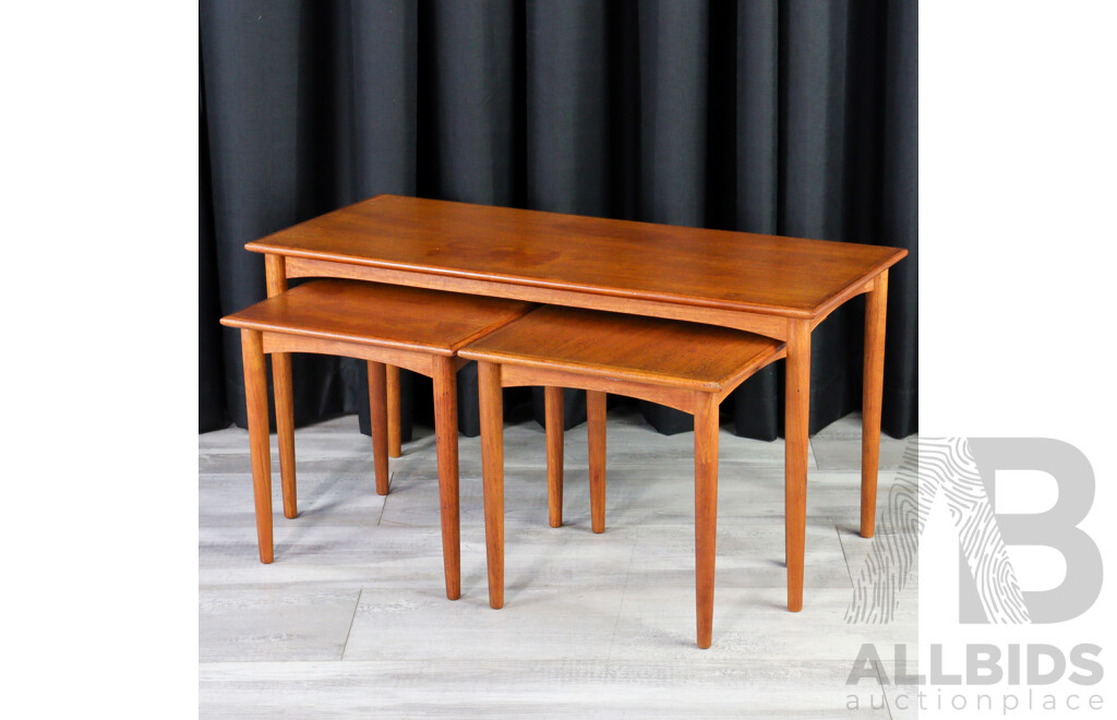 Mid Century Teak Nest of Three Tables
