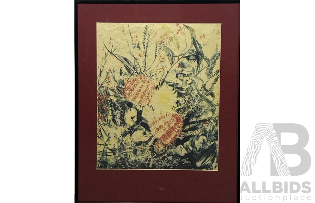 Artist Unknown, (20th Century), Firewood Banksia, Mixed Media Vintage Print, 52 x 40 cm (frame)