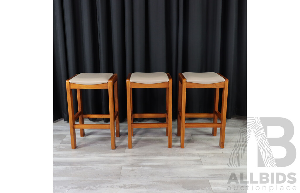 Set of Three Modern Pine Barstools