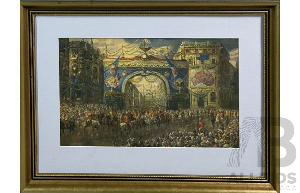 Paul Galy, (20th Century, Australian), One People One Destiny, Reproduction Colour Print on Canvas Card of Original, 45 x 60 cm (frame)