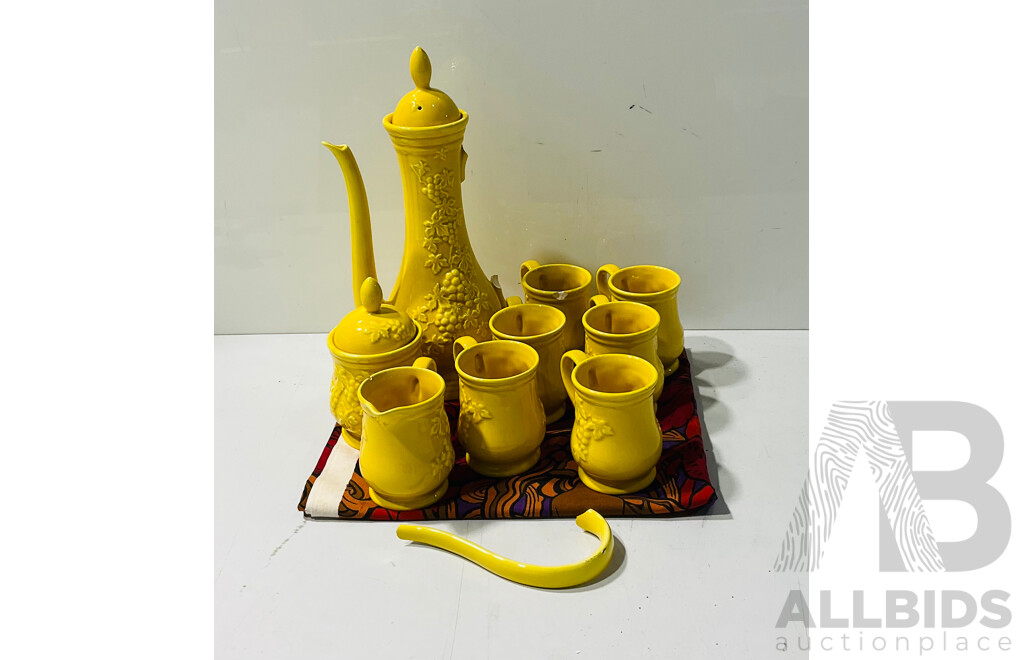 Painted Ceramic Tea Set with Floral Design