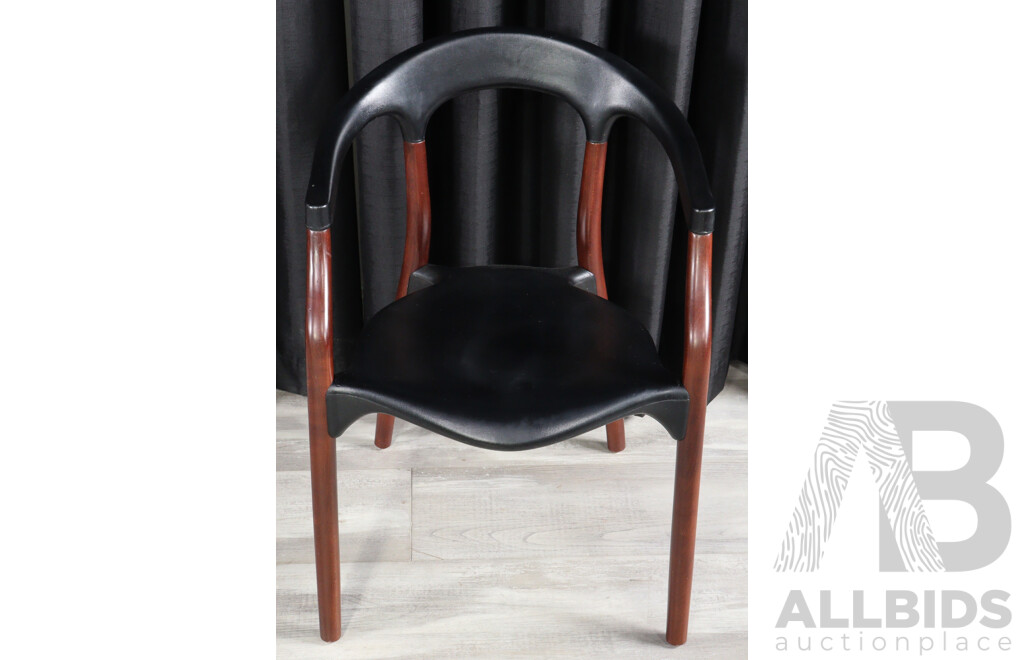 Set of Four Mid Century Style Teak and Acrylic Dining Chairs