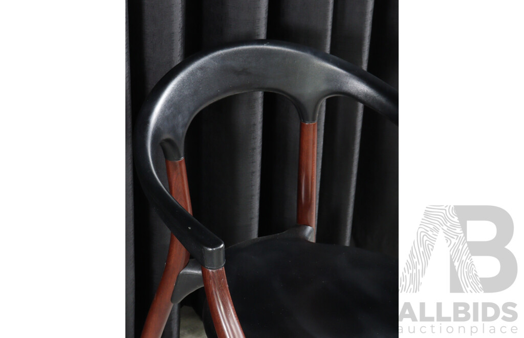Set of Four Mid Century Style Teak and Acrylic Dining Chairs