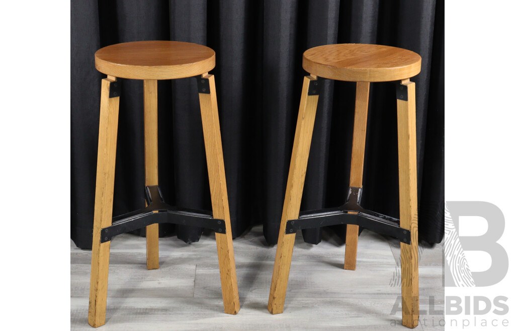 Pair of Timber Top Bar Stools
