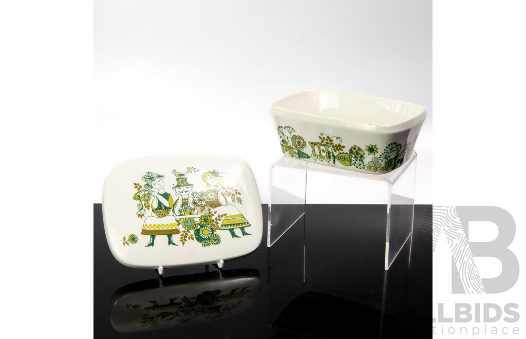 Mid Century 'Figgjo Market' Lidded Butter Dish by Turi Gramstad Oliver for Figgjo Norway