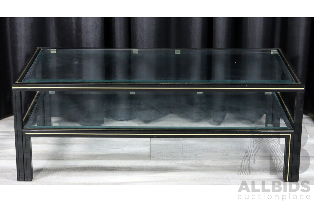Modern Two Tier Glass Top Coffee Table by Pierre Vandel