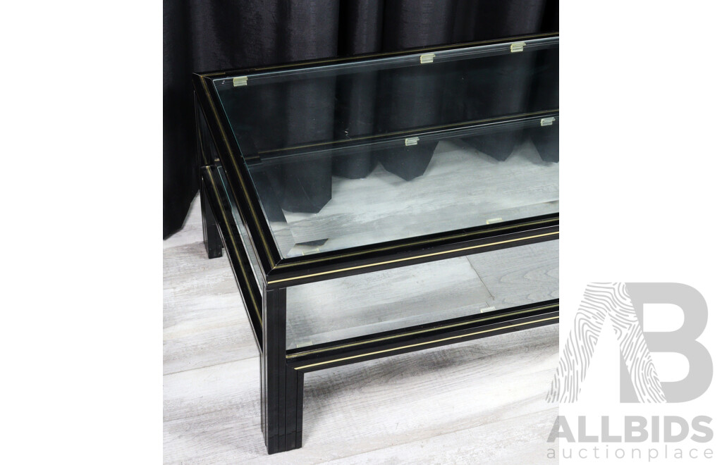 Modern Two Tier Glass Top Coffee Table by Pierre Vandel