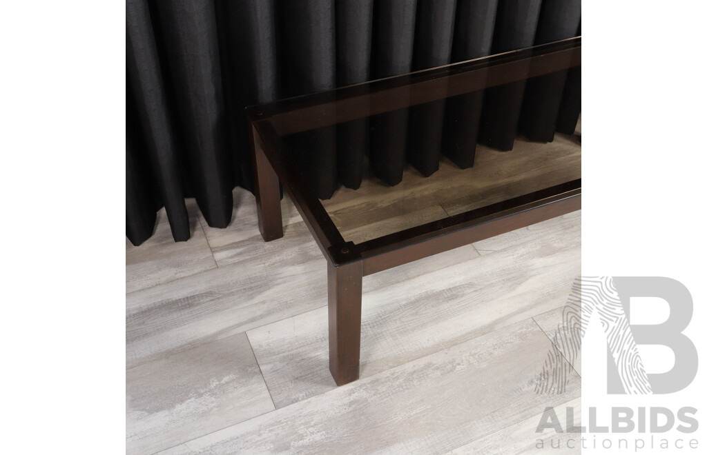 Timber Based Coffee Table with Smokey Glass Top