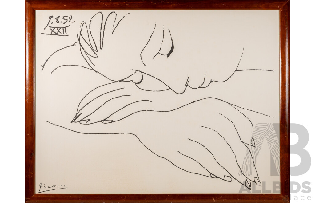 Pablo Picasso, (19/20th Century, Spanish-French, 1881-1973), Sleeping Woman (from War & Peace) (1952), Screenprint, 80 x 104 cm (frame)