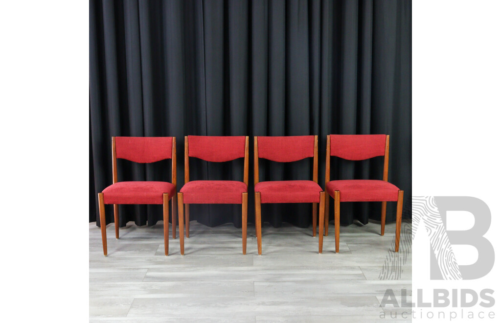 Set of Four Teak Upholstered Dining Chairs