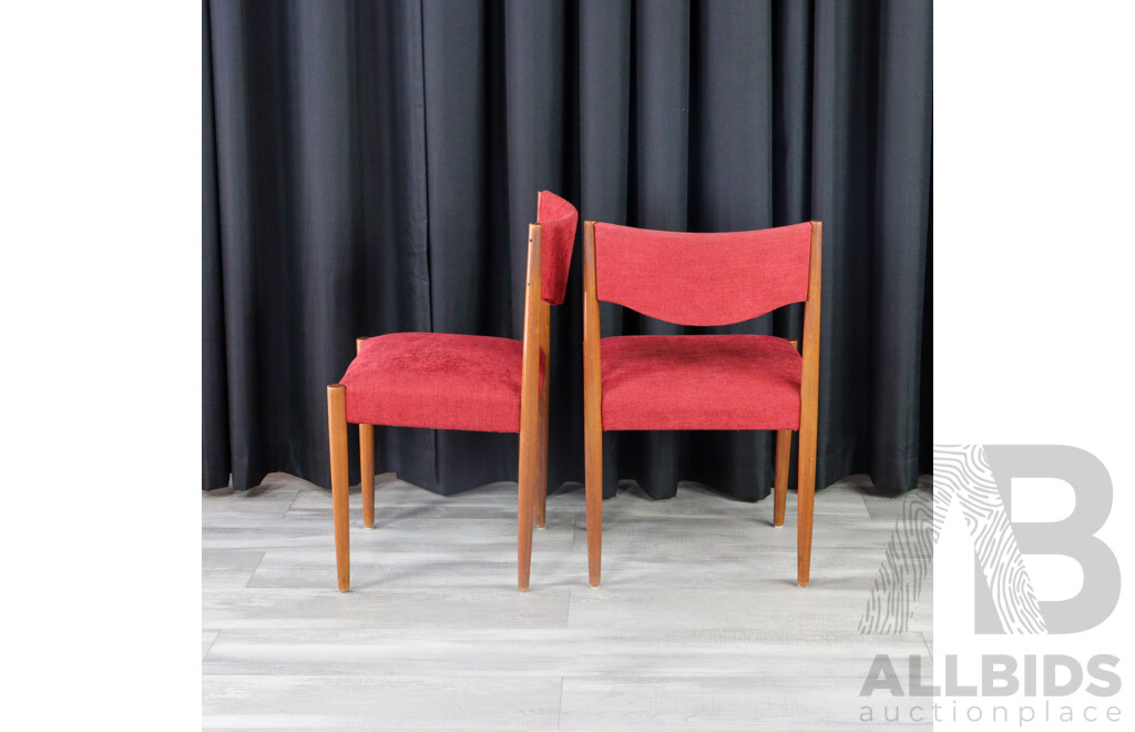 Set of Four Teak Upholstered Dining Chairs