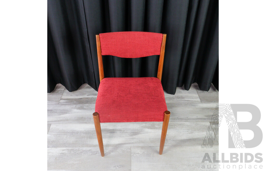 Set of Four Teak Upholstered Dining Chairs