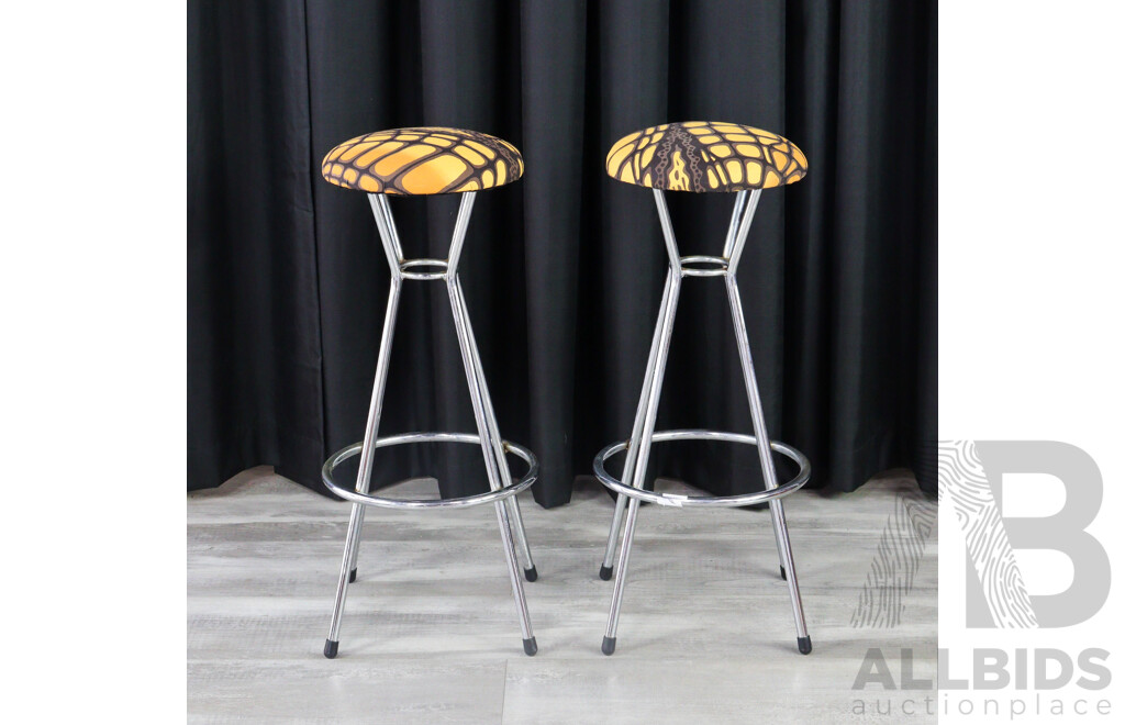 Pair of Modern Chrome Barstools