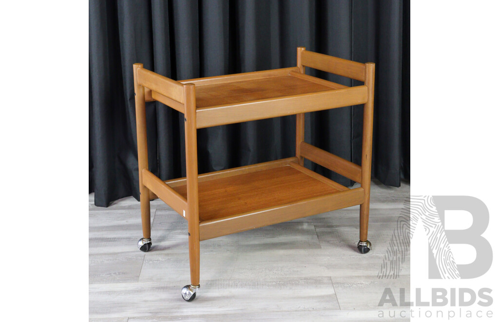 Vintage Teak Two Tier Drinks Trolley