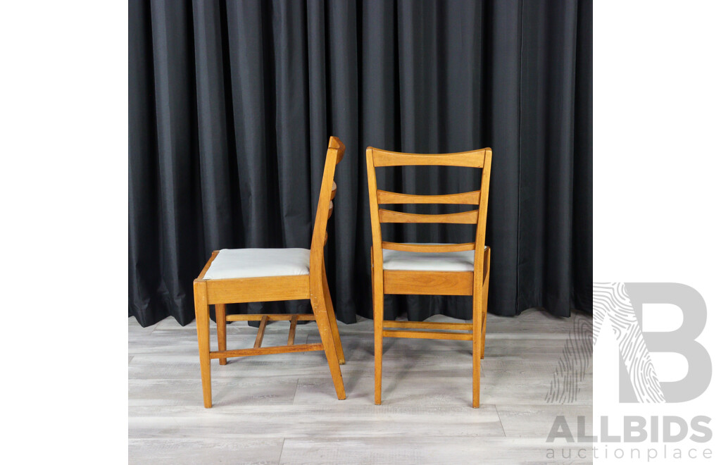 Pair of Silky Oak Ladder Back Dining Chairs