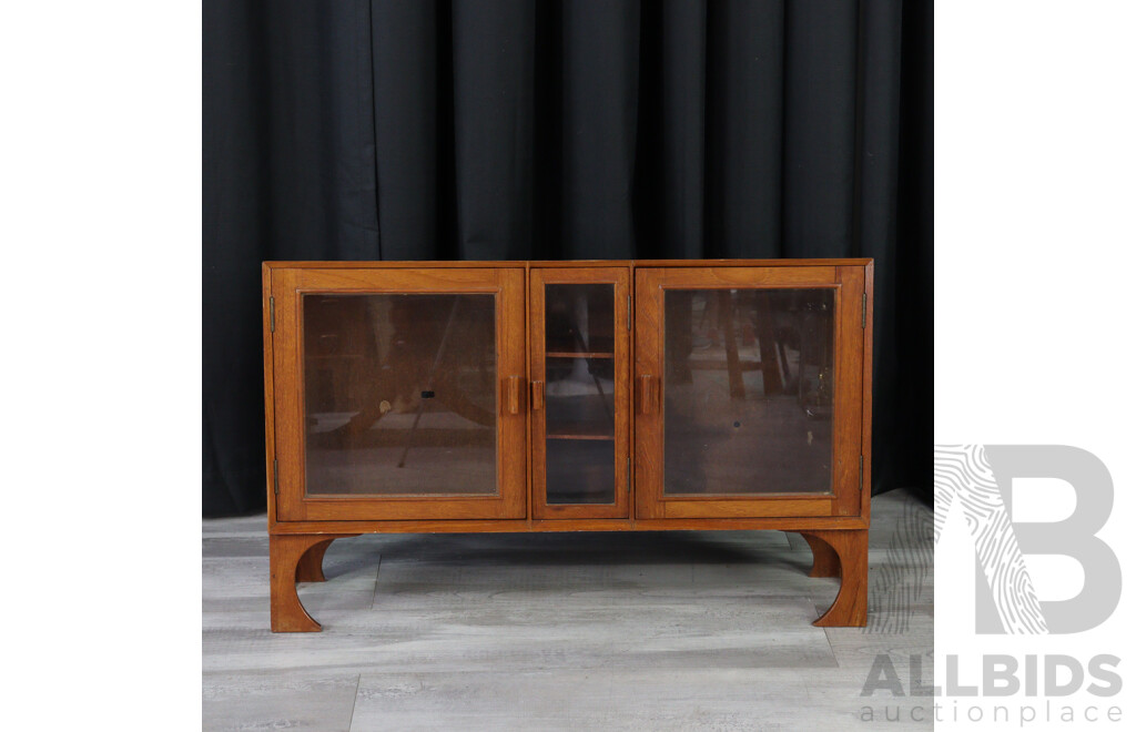 Mid Century Walnut Three Door Mini Display Case