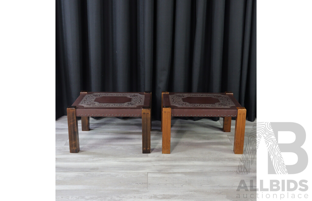 Pair of Etched Vinyl Coffee Tables