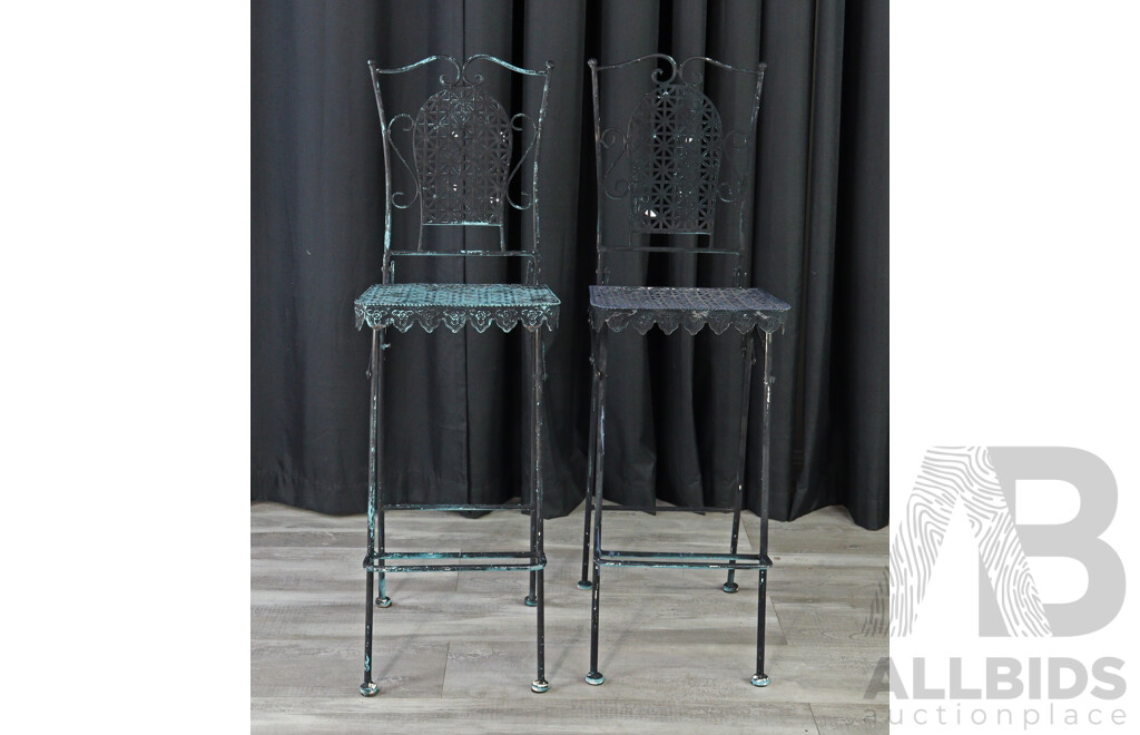 Pair of Collapsible Iron Bar Stool