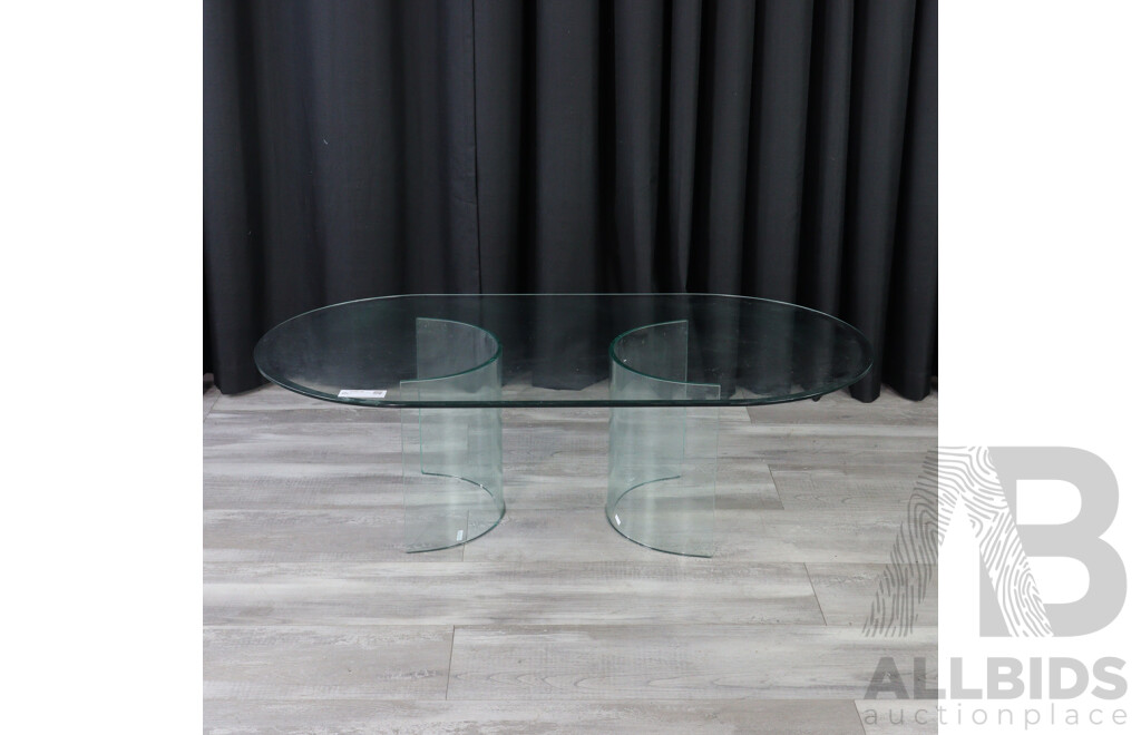 Oval Shaped Glass Coffee Table