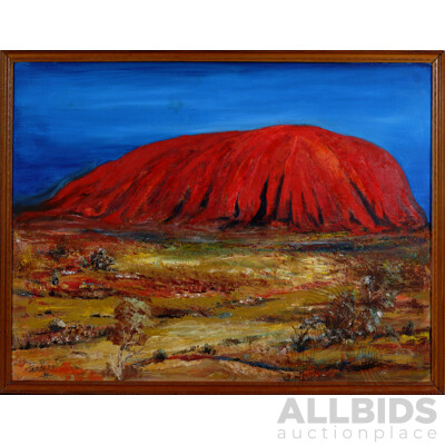 A.Jerauds, (20th Century), Ayers Rock, Acrylic on Masonite, 98 x 129 cm (frame)