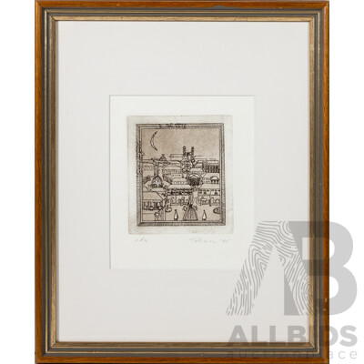 Tatiana, (20th Century), City Scape Under Moonlight, (1995), Etching, 37.5 x 30.5 cm (frame) Tatiana, (20th Century), City Scape Under Moonlight, (1995), Etching, 37.5 x 30.5 cm (frame)