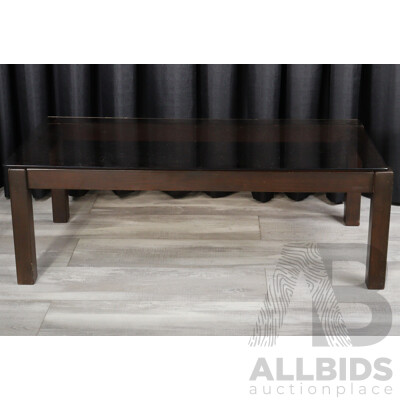 Timber Based Coffee Table with Smokey Glass Top