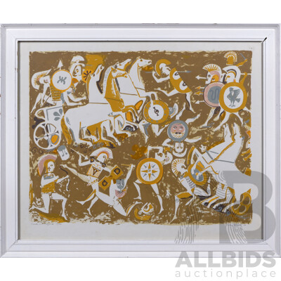 Cedric Flower, (20th Century, Australian, 1920-2000), Greeks and Trojans, (1968), Limited Edition (10 of 100) Silkscreen, 66 x 80 cm (frame)