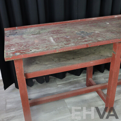 Vintage Painted Timber Two Tier Works Bench