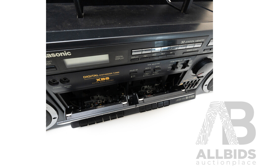 Retro Panasonic Twin Cassette Player and Radio with Detachable Speakers, RX CT900