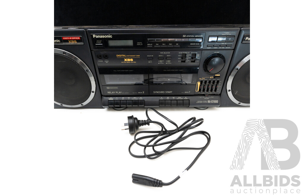 Retro Panasonic Twin Cassette Player and Radio with Detachable Speakers, RX CT900