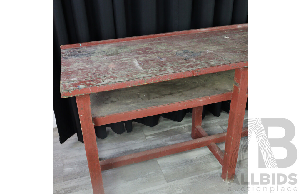 Vintage Painted Timber Two Tier Works Bench