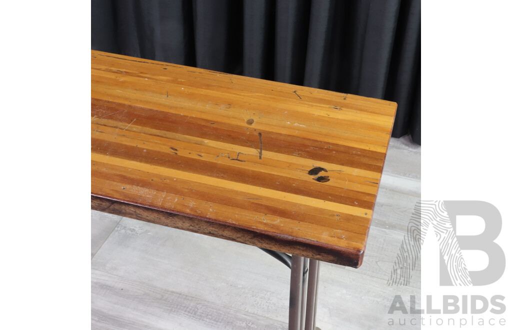 Wood Top Bench with Cast Iron Legs