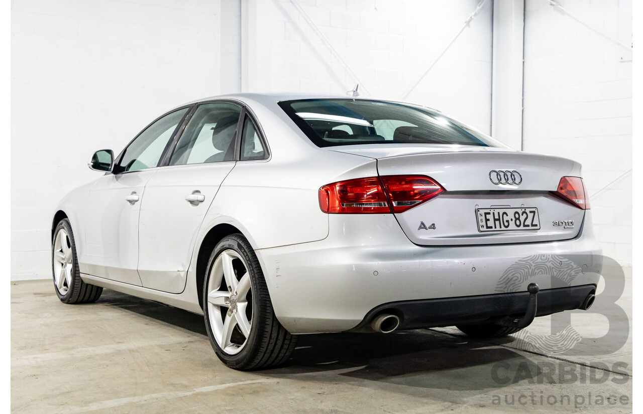 9/2008 Audi A4 3.0 TDI Quattro (AWD) B8 8K 4d Sedan Ice Silver Metallic Turbo Diesel V6 3.0L