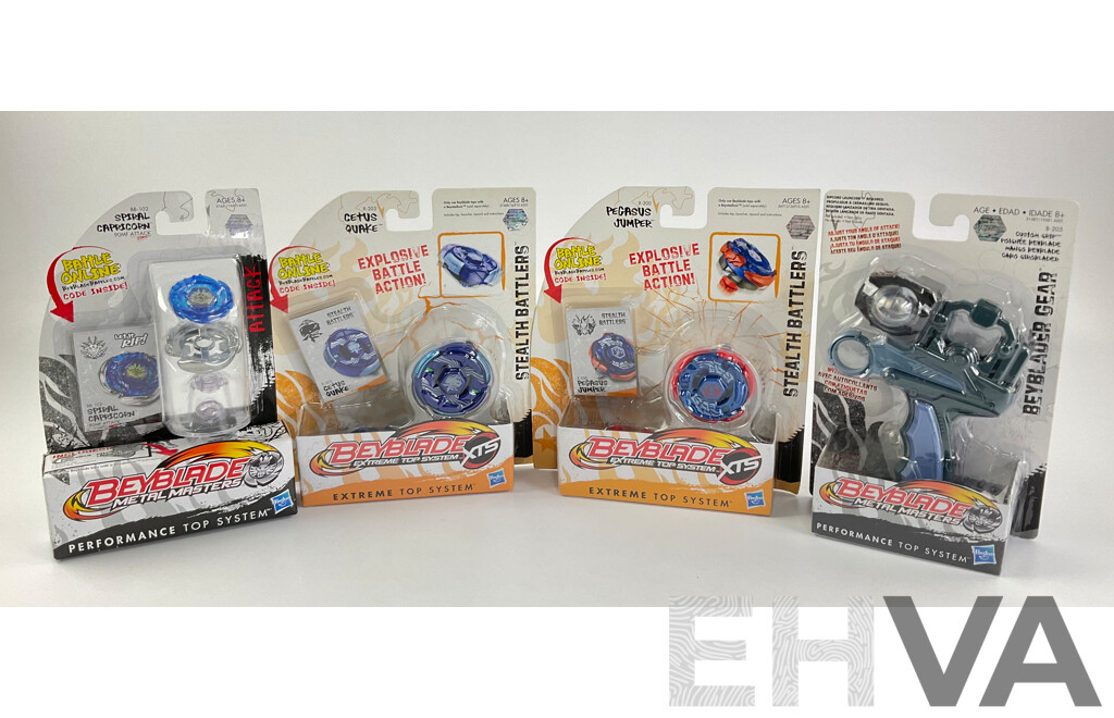 Boxed Hasbro Beyblade Pegasus Jumper, Spiral Capricorn, Cetus Quake and Ripcord Launcher