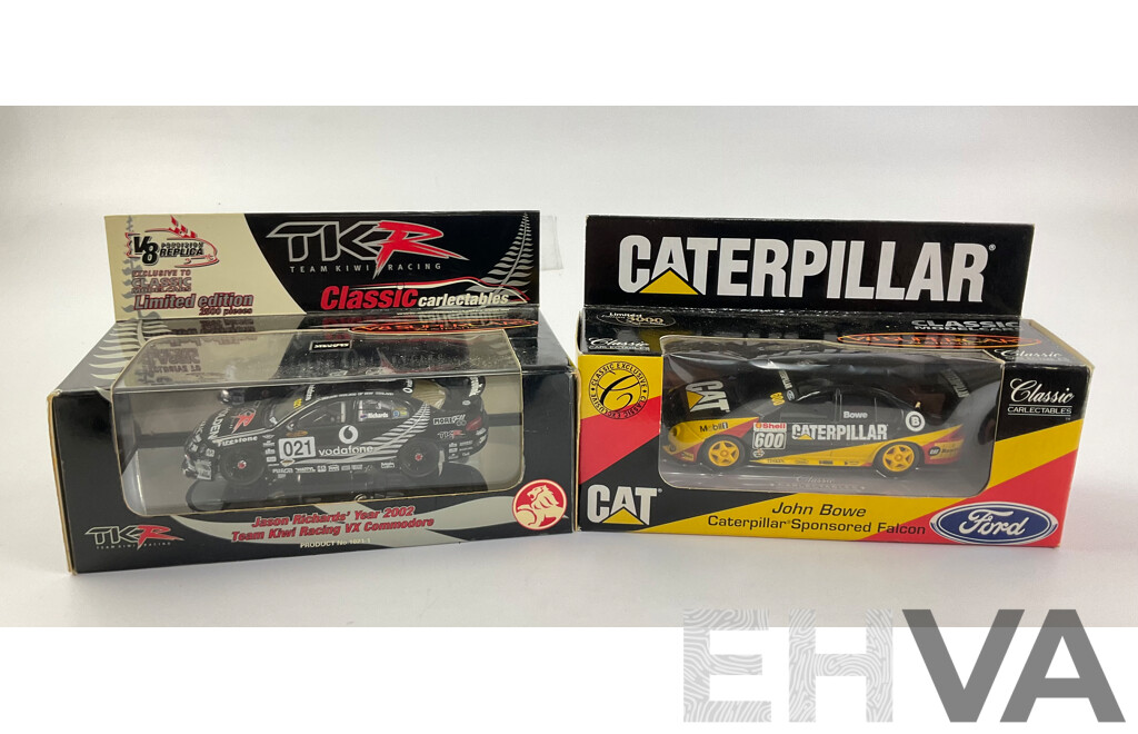 Classic Carlectables Diecast V8 Super Cars, 2002 VX Commodore Team Kiwi Racing and John Bowe Falcon
