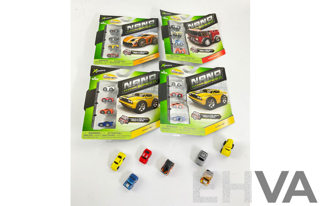 X Concepts Nano Speed Boxed Vehicles Including Nano Utility, Nano V8, Nano Super Car with Loose Cars Including Hot Wheels