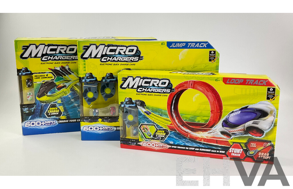 Boxed Micro Chargers Electronic Quick Charge Cars, Including Jump Track Loop Track and Time Track