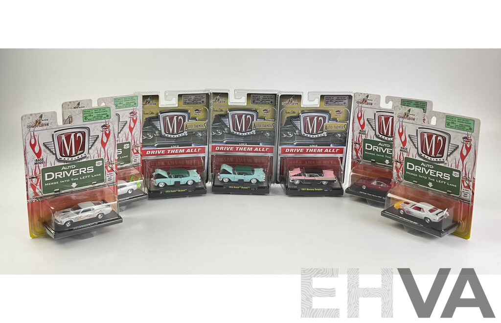 Castline Diecast M2 Machines Auto-Thentics and Auto Drivers Including 1969 Dodge Charger Daytona Hemi and 1954 Buick Skylark - 1:64 Scale