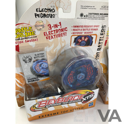 Boxed Hasbro Beyblade Tempo Hammer Hit, Electro Pegasus, Cetus Quake and Striker Drone