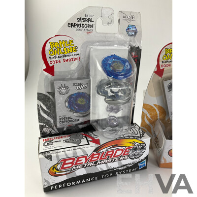 Boxed Hasbro Beyblade Pegasus Jumper, Spiral Capricorn, Cetus Quake and Ripcord Launcher