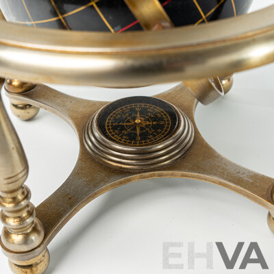 World Globe on Stand with Compass Inlayed with Semi Precious Stones