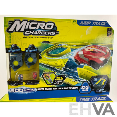 Boxed Micro Chargers Electronic Quick Charge Cars, Including Jump Track Loop Track and Time Track