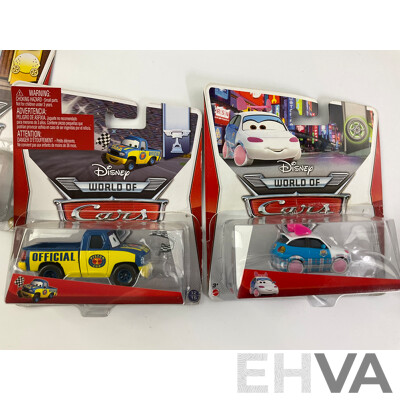 Collection of Boxed Diecast Mattel Disney World of Cars Including Petty Pacer, Lightning McQueen, Fillmore, Snot Rod and More