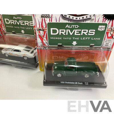 Castline Diecast M2 Machines Auto-Drivers Including 1957 Chev Bel Air, 1970 Ford Mustang  - 1:64 Scale