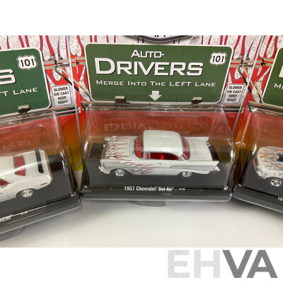 Castline Diecast M2 Machines Auto-Drivers Including 1957 Chev Bel Air, 1970 Ford Mustang  - 1:64 Scale